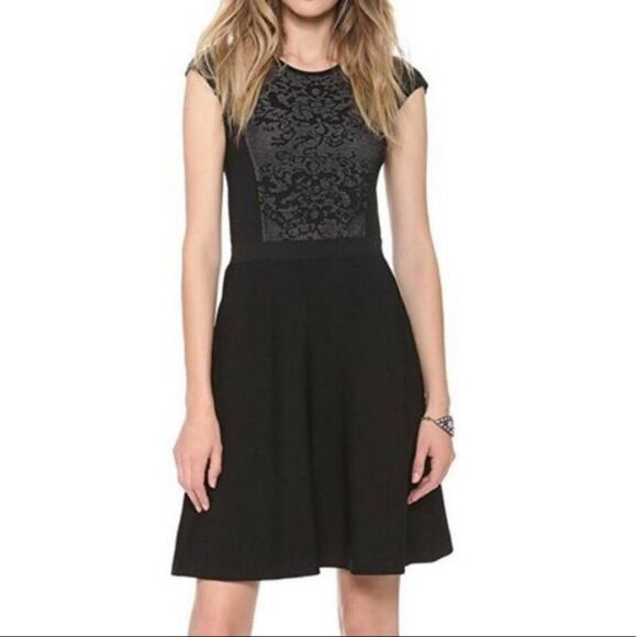 Rebecca Taylor Black/Nude Cap Sleeve Dress Size XS - Picture 3 of 9